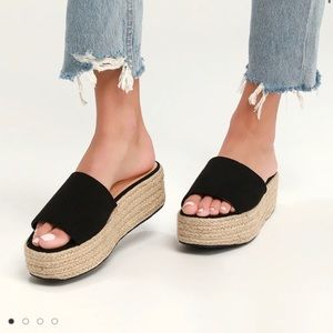 O'Ahu 2 Black Suede Espadrille Flatforms